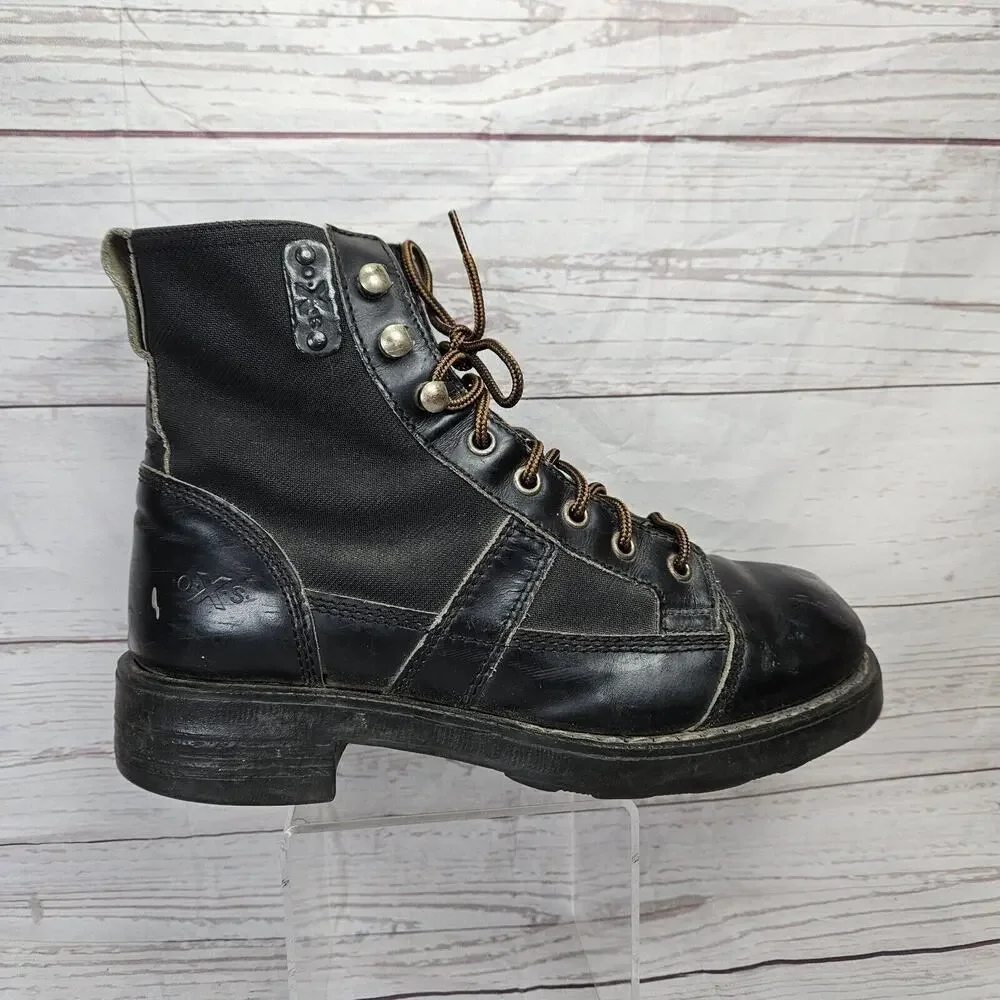 OXS Combat Boots Black Lace Up Made In Italy EU 37 Womens 7 Mens 5
